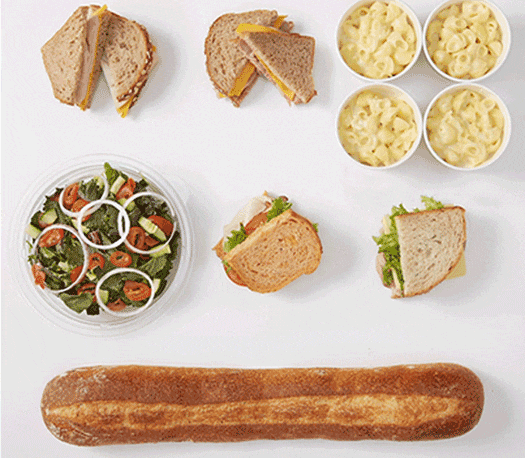 Family Feast Value Meal: 2 Kids Sandwiches, 2 Half Sandwiches, 1 Whole Salad, 1 Family Mac & Cheese, 1 Whole Baguette
