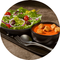 Greek Salad & Creamy Tomato Soup