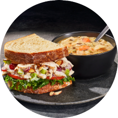 Napa Almond Chicken Salad Sandwich & Cream of Chicken & Wild Rice Soup